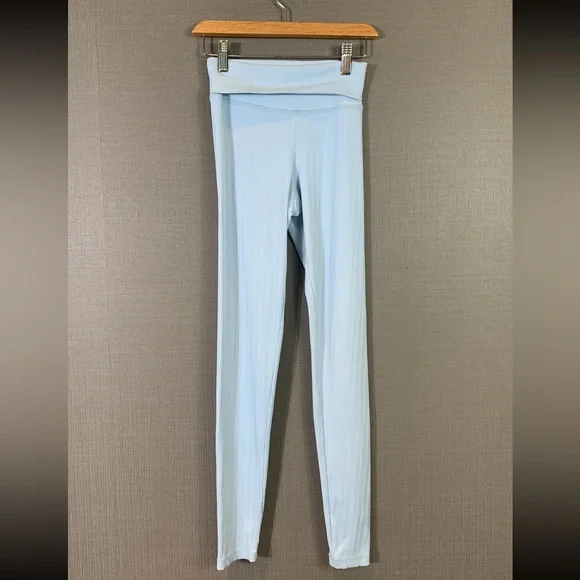 Beach Riot Blue Ribbed Fold Over Leggings - Picture 2 of 8